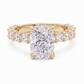 14k Gold Ring with 2 Carat Emerald Diamond – Triple Row Pave &amp; Brilliant Under Halo