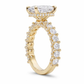 14k Gold Ring with 2 Carat Emerald Diamond – Triple Row Pave &amp; Brilliant Under Halo