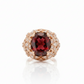14k gold ring set with natural diamonds and garnet