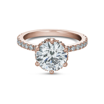 Bague en Or 14k à 6 griffes avec Diamant central de 2.00 Carats – Design Royal