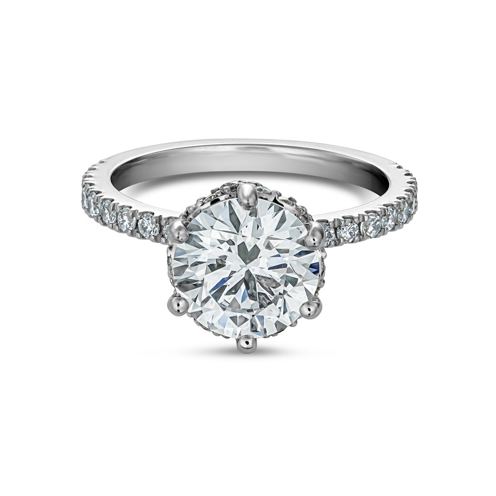 Bague en Or 14k à 6 griffes avec Diamant central de 2.00 Carats – Design Royal