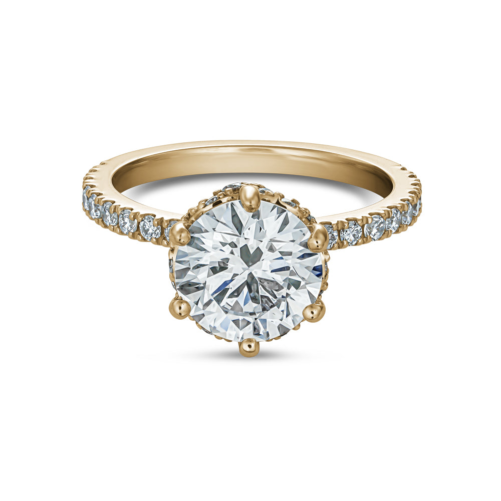 Bague en Or 14k à 6 griffes avec Diamant central de 2.00 Carats – Design Royal