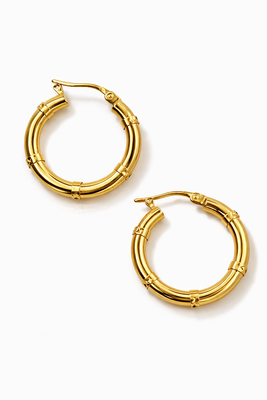 Boucles d’oreilles créoles Bambou 10K Or Jaune