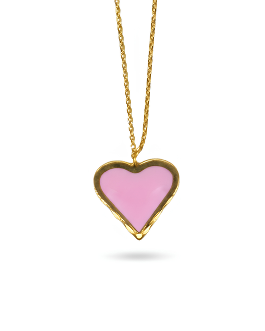 Collier Pendentif Cœur Rose – Or Jaune 14K