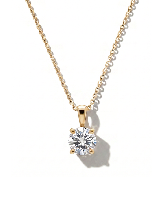 Collier en Or Jaune 14K – Diamant Central Lab Grown 1.25 ct