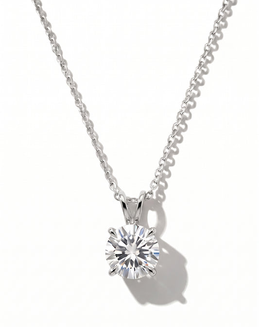 Collier en Platine avec Chaîne 16" – Diamant Central 1.50 ct