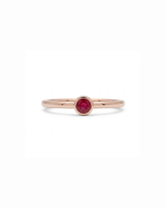 Bague en or 14K et pierre naturel ronde