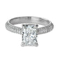 Bague en Or 14k avec Diamant Émeraude 2 Carats – Pavage Triple Rang & Under Halo Éclatant