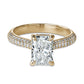 Bague en Or 14k avec Diamant Émeraude 2 Carats – Pavage Triple Rang & Under Halo Éclatant
