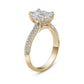 Bague en Or 14k avec Diamant Émeraude 2 Carats – Pavage Triple Rang & Under Halo Éclatant