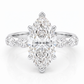 14k Gold Ring with 2 Carat Emerald Diamond – Triple Row Pave &amp; Brilliant Under Halo