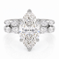 14k Gold Ring with 2 Carat Emerald Diamond – Triple Row Pave &amp; Brilliant Under Halo