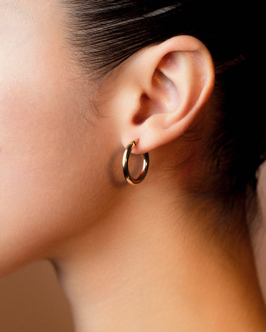 Boucles d'oreilles tube en or 10K, créoles épaisses 3mm