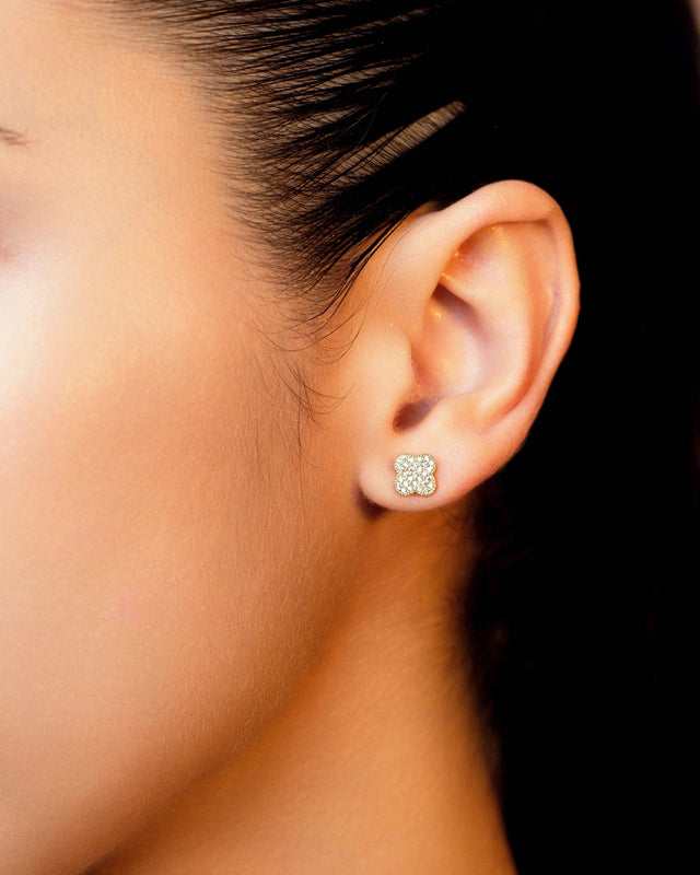 Boucles d'oreilles en or 10K en forme de trèfle à quatre feuilles