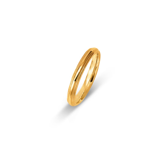Anneau classique de 3 mm uni avec millegrains en or 10k | TFM-3