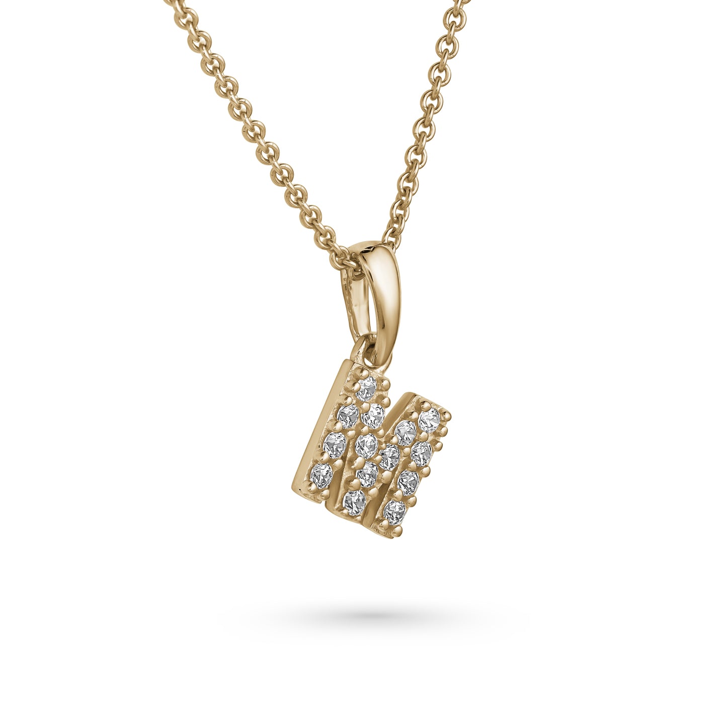 Pendentifs Lettres Minimalistes en Or 10k avec Pavé de pierres