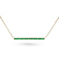 Minimalist bar necklace set with diamonds or emeralds in 14k gold