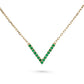 Minimalist V-necklace set with diamonds or emeralds in 14k gold