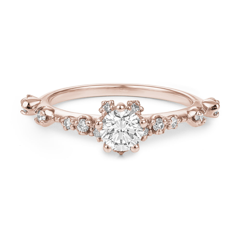 Ensemble de Fiançailles et Mariage Vintage en Or 14k- Alliance chevron