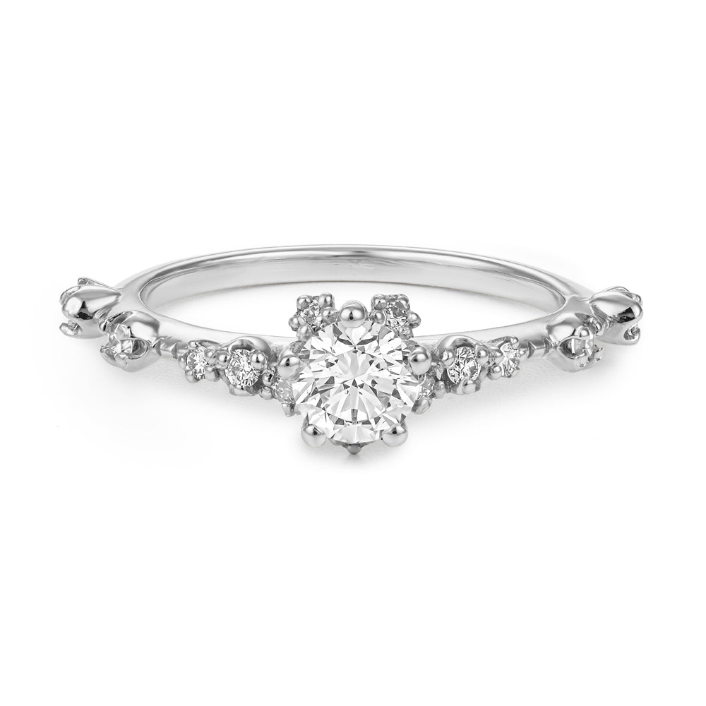Ensemble de Fiançailles et Mariage Vintage en Or 14k- Alliance chevron