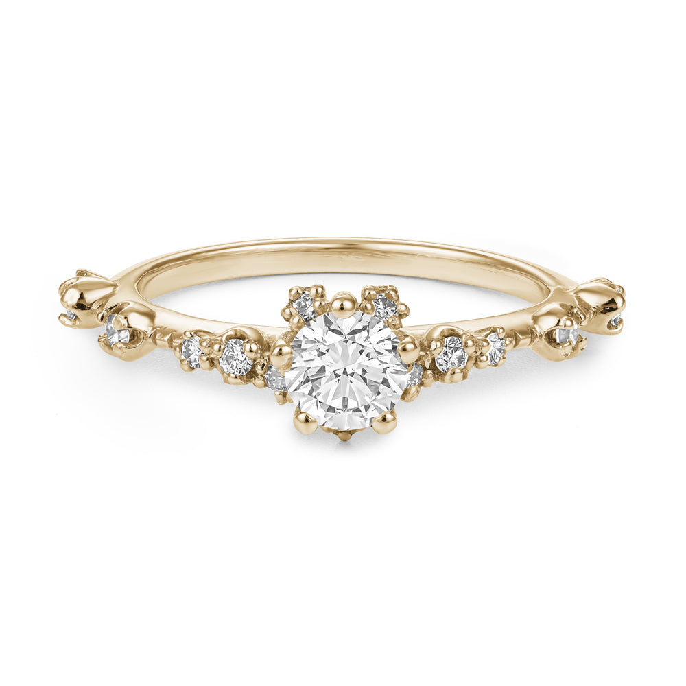 Ensemble de Fiançailles et Mariage Vintage en Or 14k- Alliance chevron