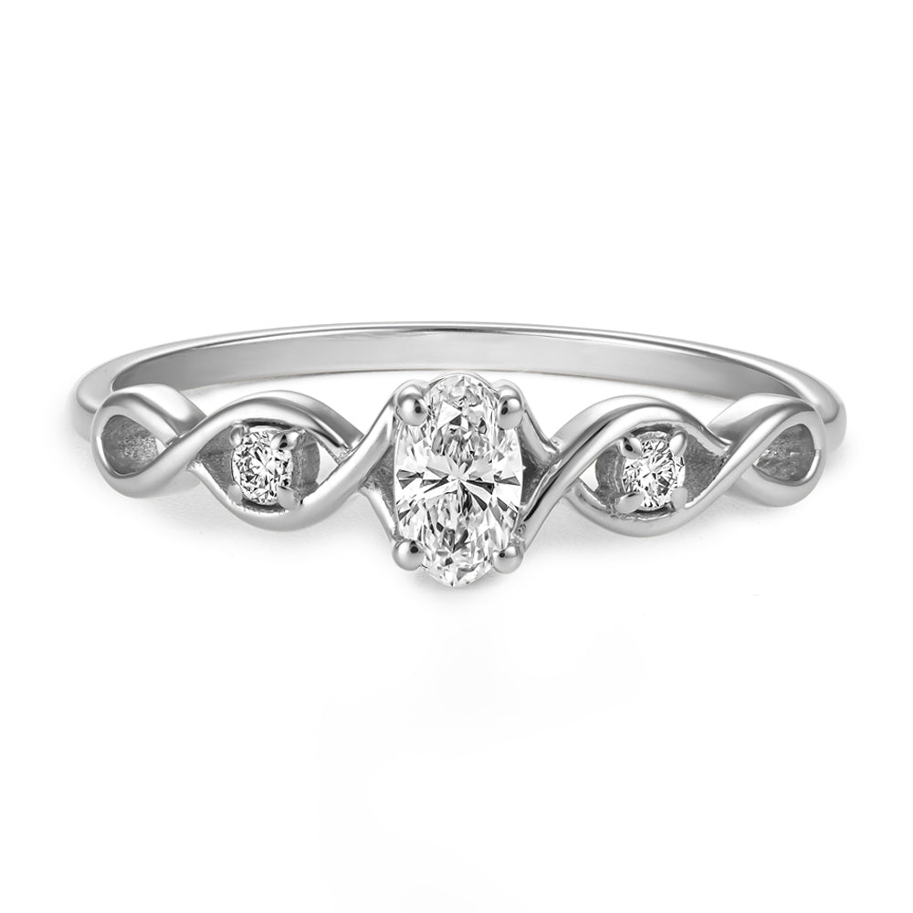 Bague Infini en or 14k avec et Diamant de laboratoire Ovale 0,20 Carat