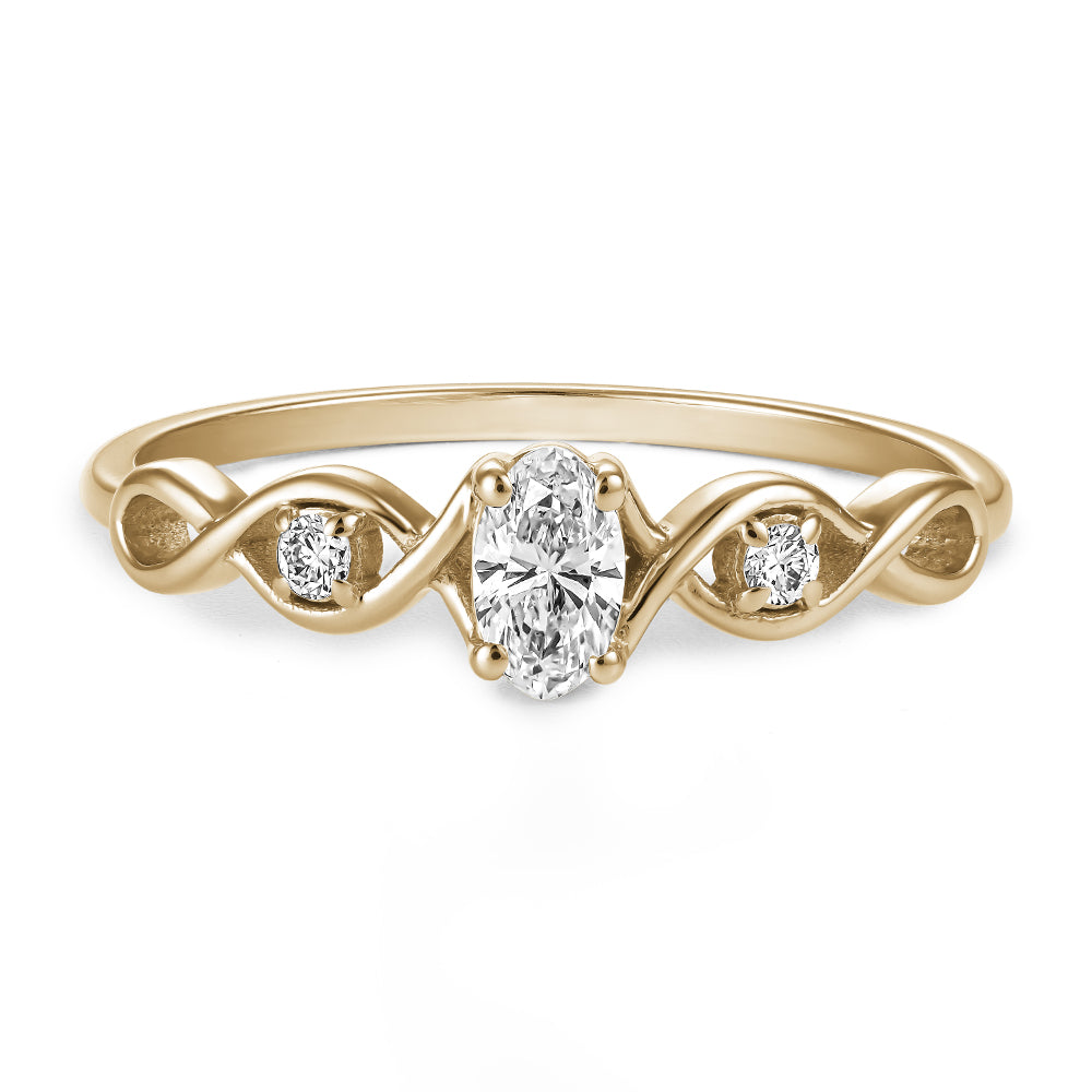 Bague Infini en or 14k avec et Diamant de laboratoire Ovale 0,20 Carat