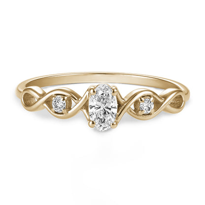Bague Infini en or 14k avec et Diamant de laboratoire Ovale 0,20 Carat