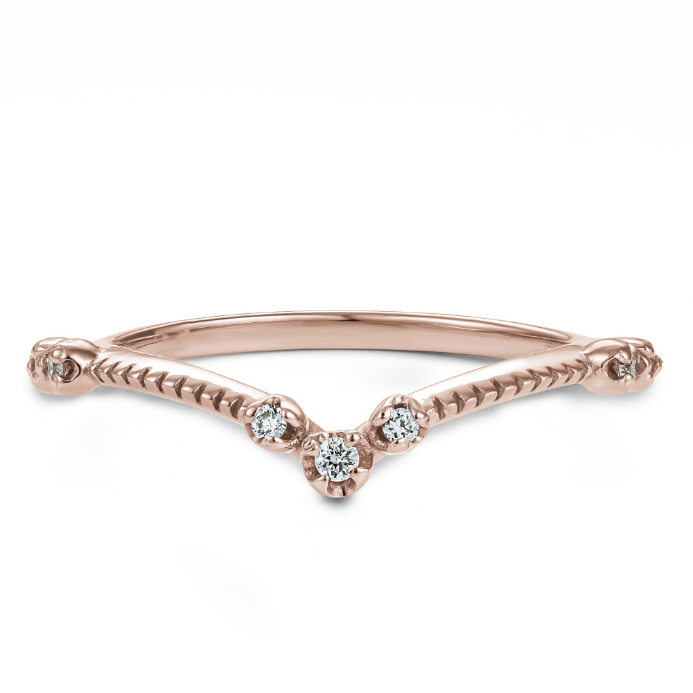 Ensemble de Fiançailles et Mariage Vintage en Or 14k- Alliance chevron