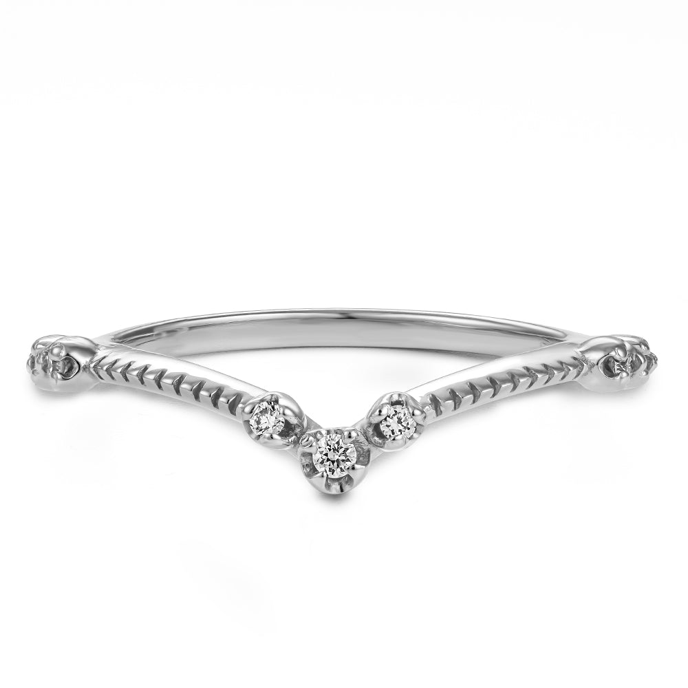 Ensemble de Fiançailles et Mariage Vintage en Or 14k- Alliance chevron