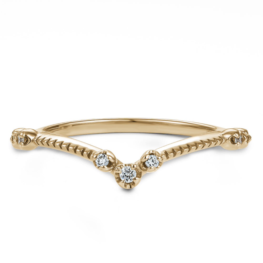 Ensemble de Fiançailles et Mariage Vintage en Or 14k- Alliance chevron