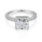 Princess cut central diamond ring 2.50 Ct with diamonds on 3 sides
