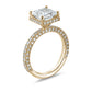Princess cut central diamond ring 2.50 Ct with diamonds on 3 sides