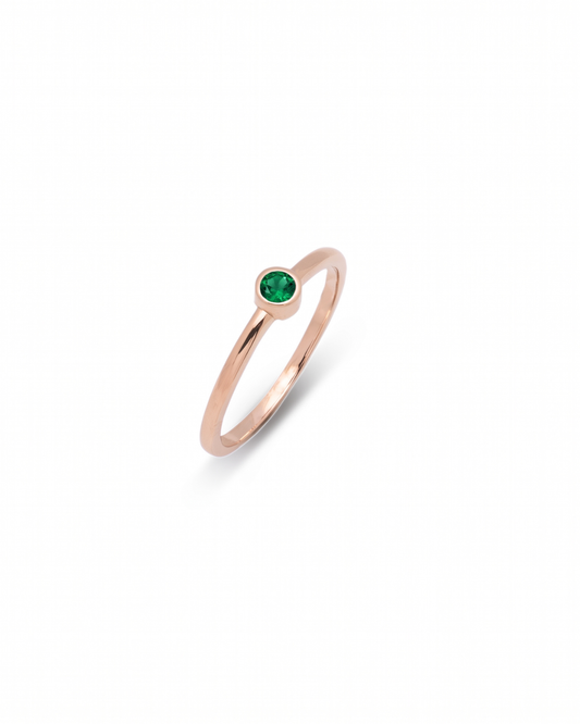 SATIN | 14K gold ring with round stone | Emerald