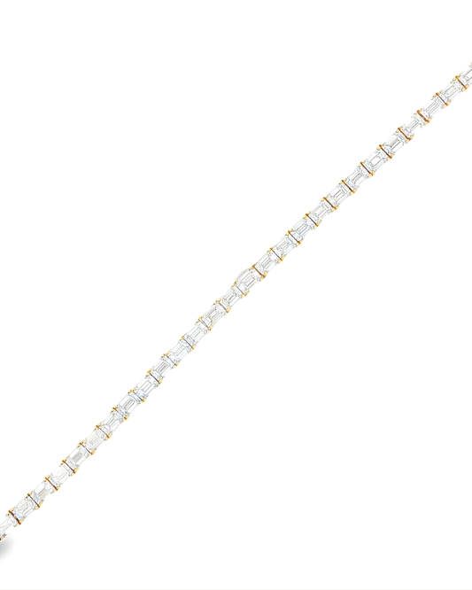 Lab Grown Diamond  Baguette Tennis Bracelet  9.30 ct de diamants et or jaune 14 carats