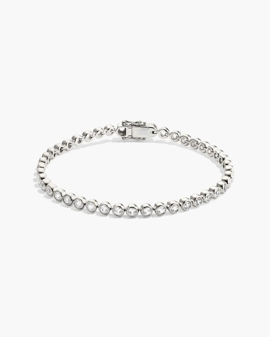 Bracelet Tennis Bezel en Or Blanc 14K et Diamants de Laboratoire (3.07 ct total)