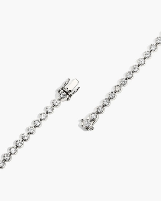 Bracelet Tennis Bezel en Or Blanc 14K et Diamants de Laboratoire (3.07 ct total)