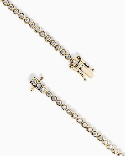 Bracelet Tennis Bezel en Or Jaune 14K et Diamants de Laboratoire (1.30 ct total)