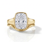 Ensemble de bagues de fiançailles en or 14K – Diamant Cushion 2 ct & Alliance ondulée assortie
