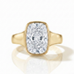 Ensemble de bagues de fiançailles en or 14K – Diamant Cushion 2 ct & Alliance ondulée assortie