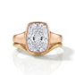 Ensemble de bagues de fiançailles en or 14K – Diamant Cushion 2 ct & Alliance ondulée assortie