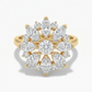 14k Gold Ring with 2 Carat Emerald Diamond – Triple Row Pave &amp; Brilliant Under Halo