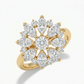 14k Gold Ring with 2 Carat Emerald Diamond – Triple Row Pave &amp; Brilliant Under Halo