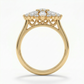 14k Gold Ring with 2 Carat Emerald Diamond – Triple Row Pave &amp; Brilliant Under Halo