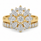 14k Gold Ring with 2 Carat Emerald Diamond – Triple Row Pave &amp; Brilliant Under Halo