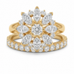 14k Gold Ring with 2 Carat Emerald Diamond – Triple Row Pave &amp; Brilliant Under Halo