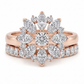 14k Gold Ring with 2 Carat Emerald Diamond – Triple Row Pave &amp; Brilliant Under Halo
