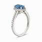 Bague avec Diamant Central Fancy Vivid Pink Blue VS1 Coupe Poire et Halo Pavé de Diamants