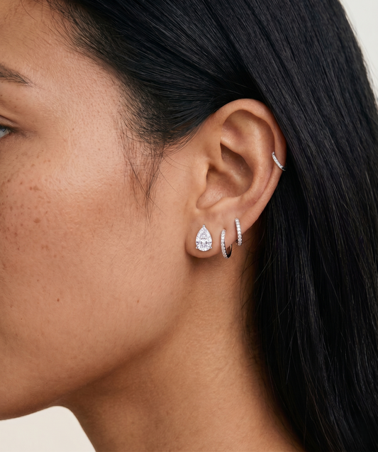 Boucles d’Oreilles Poire en Or 14K et Diamants de Laboratoire (2.03 ct total)