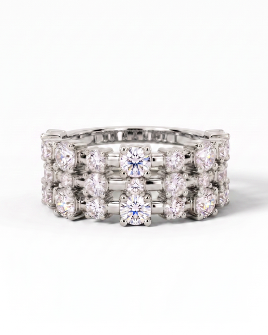 14k Gold Semi-Eternity Wedding Band with Lab-Grown Diamonds Total 1.00 Ct